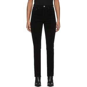 Re/Done Corduroy Double Needle Long Jeans in Black